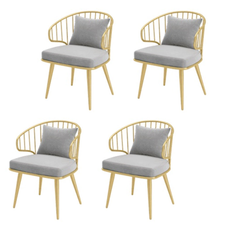 Metal Arm Chair Glam Style Windsor Back Dining Chair for Dining Room Light Gray 4 Piece Set Clearhalo 'Dining Chairs' 'Dining Tables & Seating' 'dining_chair' 'furn' 'furn_dining_chair' 'Furniture' 'furniture_dining_chair' 'Kitchen & Dining Furniture' 4978467
