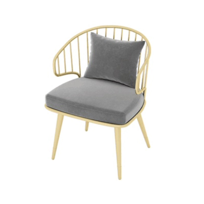 Metal Arm Chair Glam Style Windsor Back Dining Chair for Dining Room Grey 1 Piece Clearhalo 'Dining Chairs' 'Dining Tables & Seating' 'dining_chair' 'furn' 'furn_dining_chair' 'Furniture' 'furniture_dining_chair' 'Kitchen & Dining Furniture' 4978469