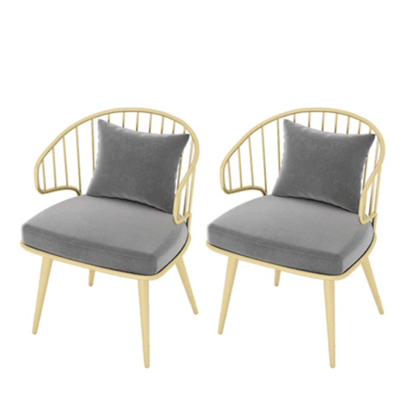 Metal Arm Chair Glam Style Windsor Back Dining Chair for Dining Room Grey 2 Piece Set Clearhalo 'Dining Chairs' 'Dining Tables & Seating' 'dining_chair' 'furn' 'furn_dining_chair' 'Furniture' 'furniture_dining_chair' 'Kitchen & Dining Furniture' 4978470
