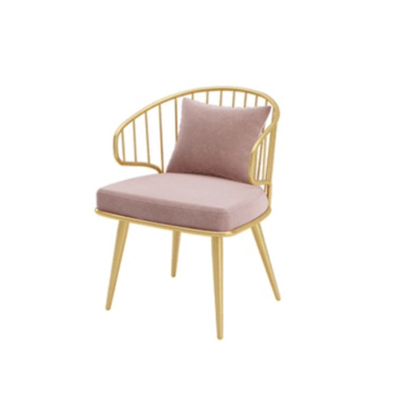 Metal Arm Chair Glam Style Windsor Back Dining Chair for Dining Room Pink 1 Piece Clearhalo 'Dining Chairs' 'Dining Tables & Seating' 'dining_chair' 'furn' 'furn_dining_chair' 'Furniture' 'furniture_dining_chair' 'Kitchen & Dining Furniture' 4978472
