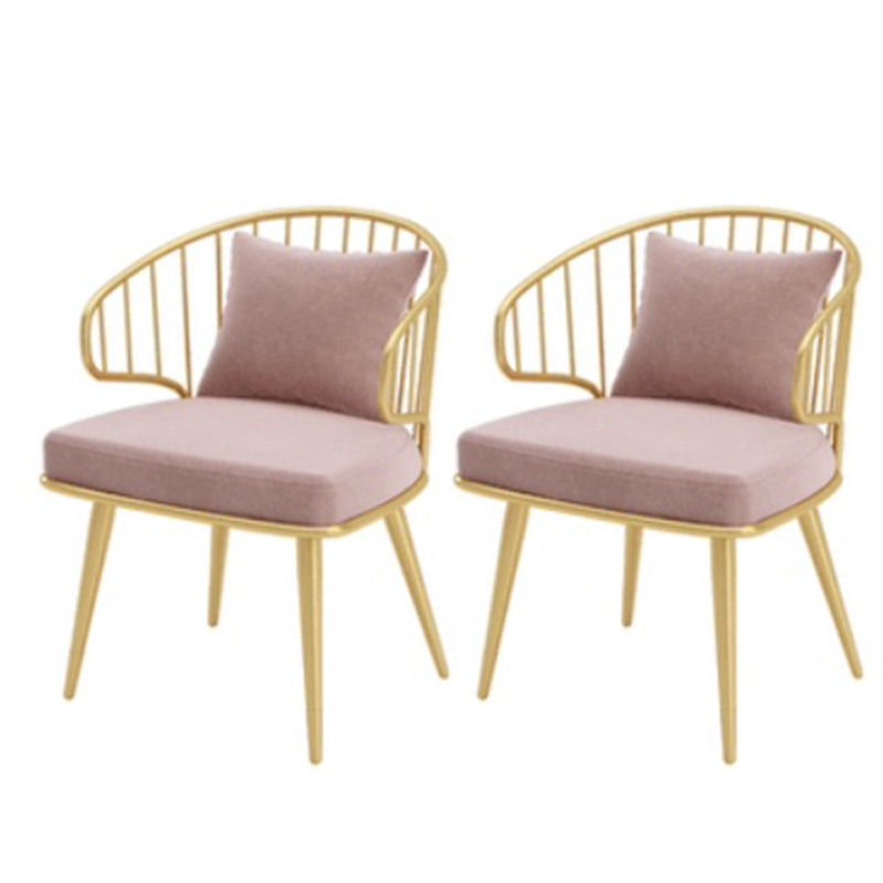 Metal Arm Chair Glam Style Windsor Back Dining Chair for Dining Room Pink 2 Piece Set Clearhalo 'Dining Chairs' 'Dining Tables & Seating' 'dining_chair' 'furn' 'furn_dining_chair' 'Furniture' 'furniture_dining_chair' 'Kitchen & Dining Furniture' 4978473