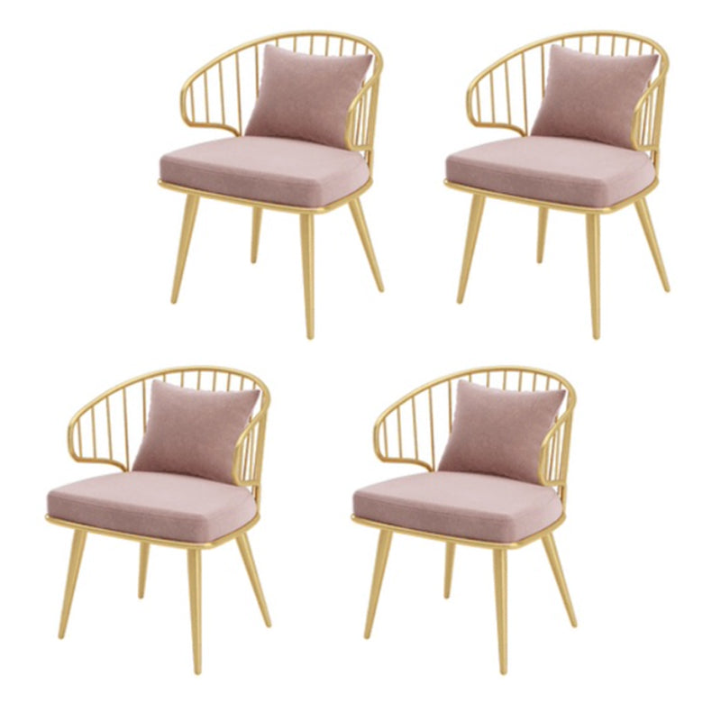 Metal Arm Chair Glam Style Windsor Back Dining Chair for Dining Room Pink 4 Piece Set Clearhalo 'Dining Chairs' 'Dining Tables & Seating' 'dining_chair' 'furn' 'furn_dining_chair' 'Furniture' 'furniture_dining_chair' 'Kitchen & Dining Furniture' 4978474