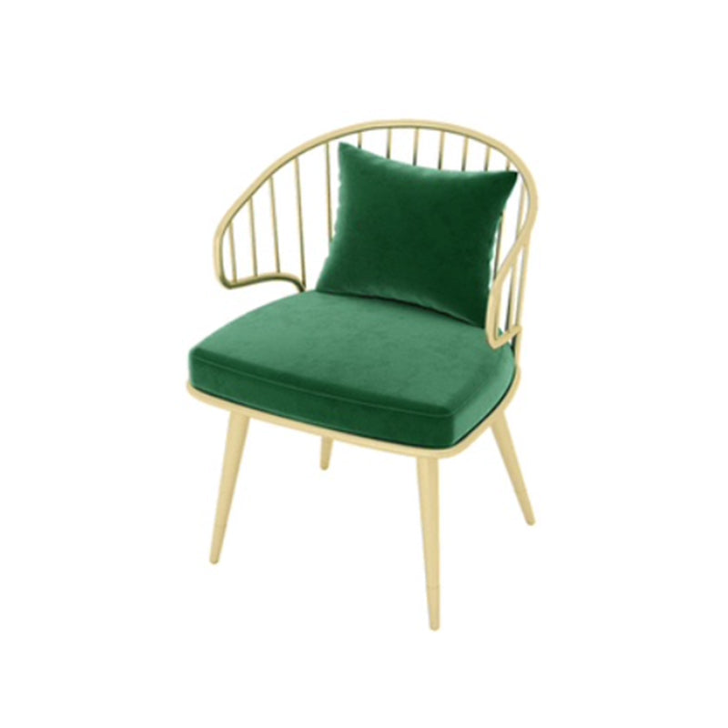 Metal Arm Chair Glam Style Windsor Back Dining Chair for Dining Room Green 1 Piece Clearhalo 'Dining Chairs' 'Dining Tables & Seating' 'dining_chair' 'furn' 'furn_dining_chair' 'Furniture' 'furniture_dining_chair' 'Kitchen & Dining Furniture' 4978475