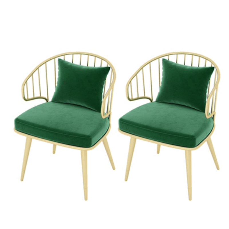 Metal Arm Chair Glam Style Windsor Back Dining Chair for Dining Room Green 2 Piece Set Clearhalo 'Dining Chairs' 'Dining Tables & Seating' 'dining_chair' 'furn' 'furn_dining_chair' 'Furniture' 'furniture_dining_chair' 'Kitchen & Dining Furniture' 4978476