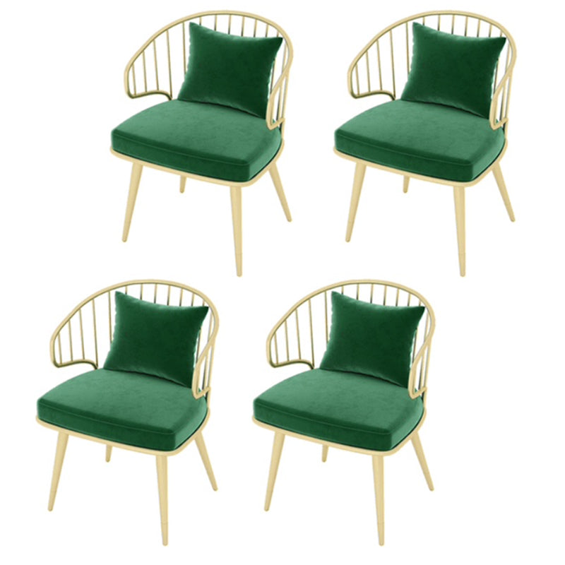 Metal Arm Chair Glam Style Windsor Back Dining Chair for Dining Room Green 4 Piece Set Clearhalo 'Dining Chairs' 'Dining Tables & Seating' 'dining_chair' 'furn' 'furn_dining_chair' 'Furniture' 'furniture_dining_chair' 'Kitchen & Dining Furniture' 4978477