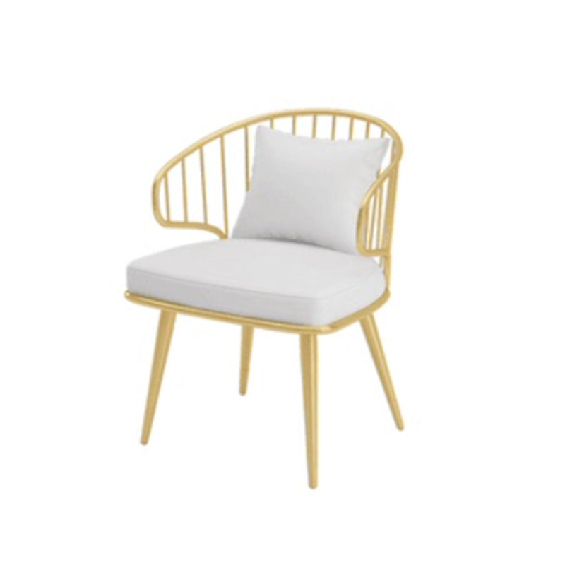 Metal Arm Chair Glam Style Windsor Back Dining Chair for Dining Room White 1 Piece Clearhalo 'Dining Chairs' 'Dining Tables & Seating' 'dining_chair' 'furn' 'furn_dining_chair' 'Furniture' 'furniture_dining_chair' 'Kitchen & Dining Furniture' 4978478