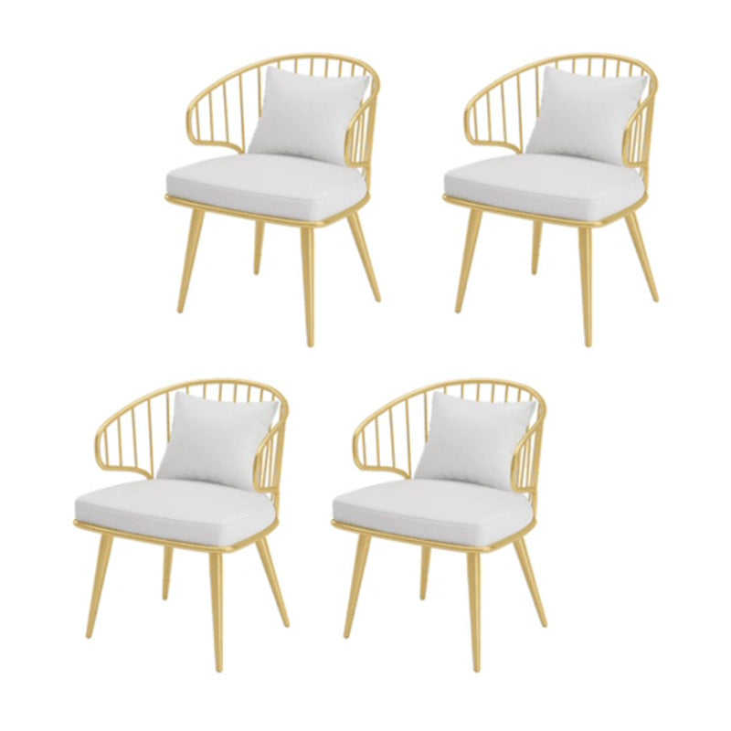 Metal Arm Chair Glam Style Windsor Back Dining Chair for Dining Room White 4 Piece Set Clearhalo 'Dining Chairs' 'Dining Tables & Seating' 'dining_chair' 'furn' 'furn_dining_chair' 'Furniture' 'furniture_dining_chair' 'Kitchen & Dining Furniture' 4978480