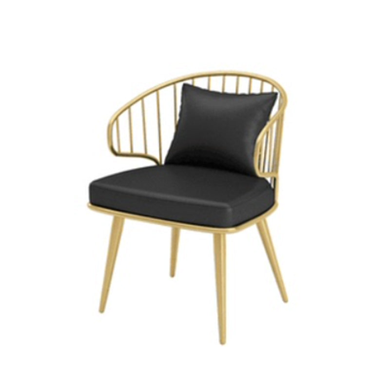 Metal Arm Chair Glam Style Windsor Back Dining Chair for Dining Room Black 1 Piece Clearhalo 'Dining Chairs' 'Dining Tables & Seating' 'dining_chair' 'furn' 'furn_dining_chair' 'Furniture' 'furniture_dining_chair' 'Kitchen & Dining Furniture' 4978481