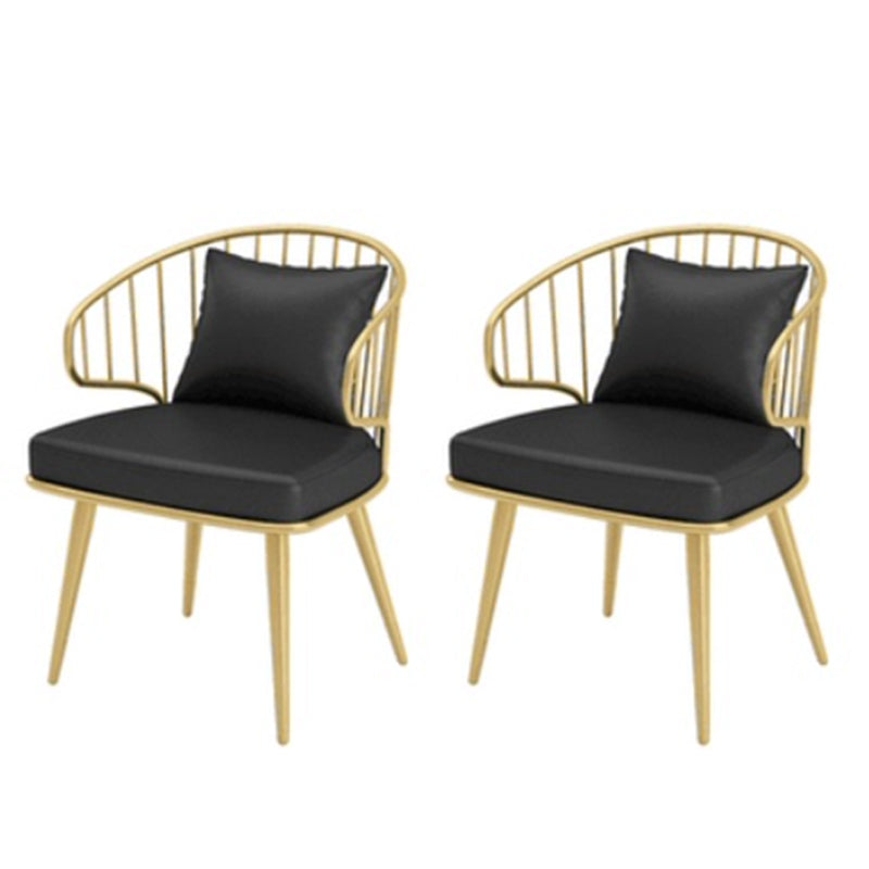 Metal Arm Chair Glam Style Windsor Back Dining Chair for Dining Room Black 2 Piece Set Clearhalo 'Dining Chairs' 'Dining Tables & Seating' 'dining_chair' 'furn' 'furn_dining_chair' 'Furniture' 'furniture_dining_chair' 'Kitchen & Dining Furniture' 4978482