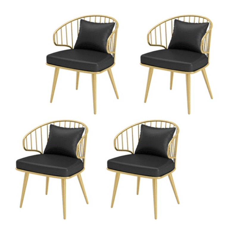 Metal Arm Chair Glam Style Windsor Back Dining Chair for Dining Room Black 4 Piece Set Clearhalo 'Dining Chairs' 'Dining Tables & Seating' 'dining_chair' 'furn' 'furn_dining_chair' 'Furniture' 'furniture_dining_chair' 'Kitchen & Dining Furniture' 4978483
