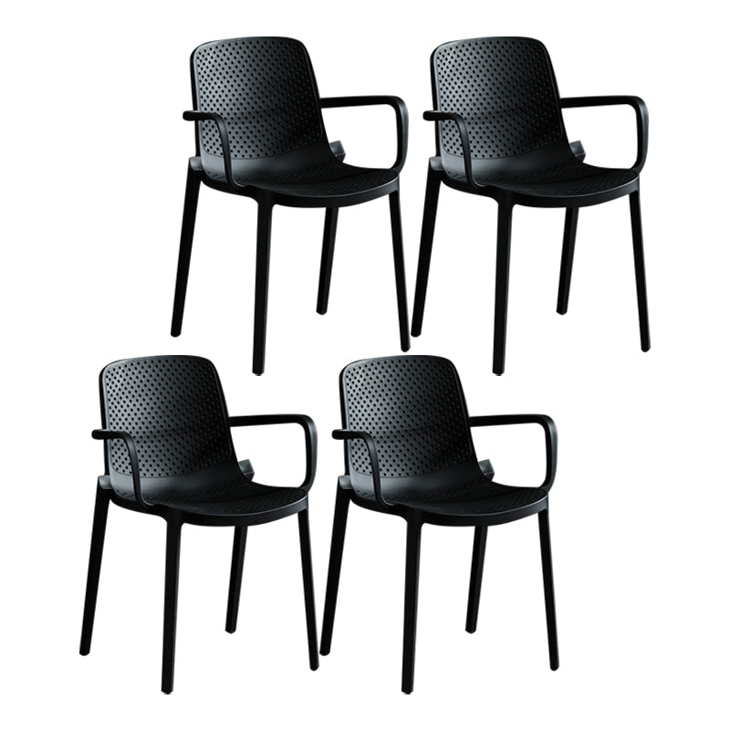 Modern Plastic Contemporary Kitchen Chair Arm Solid Back Dining Room Chair Black 4 Piece Set Clearhalo 'Dining Chairs' 'Dining Tables & Seating' 'dining_chair' 'furn' 'furn_dining_chair' 'Furniture' 'furniture_dining_chair' 'Kitchen & Dining Furniture' 4978520