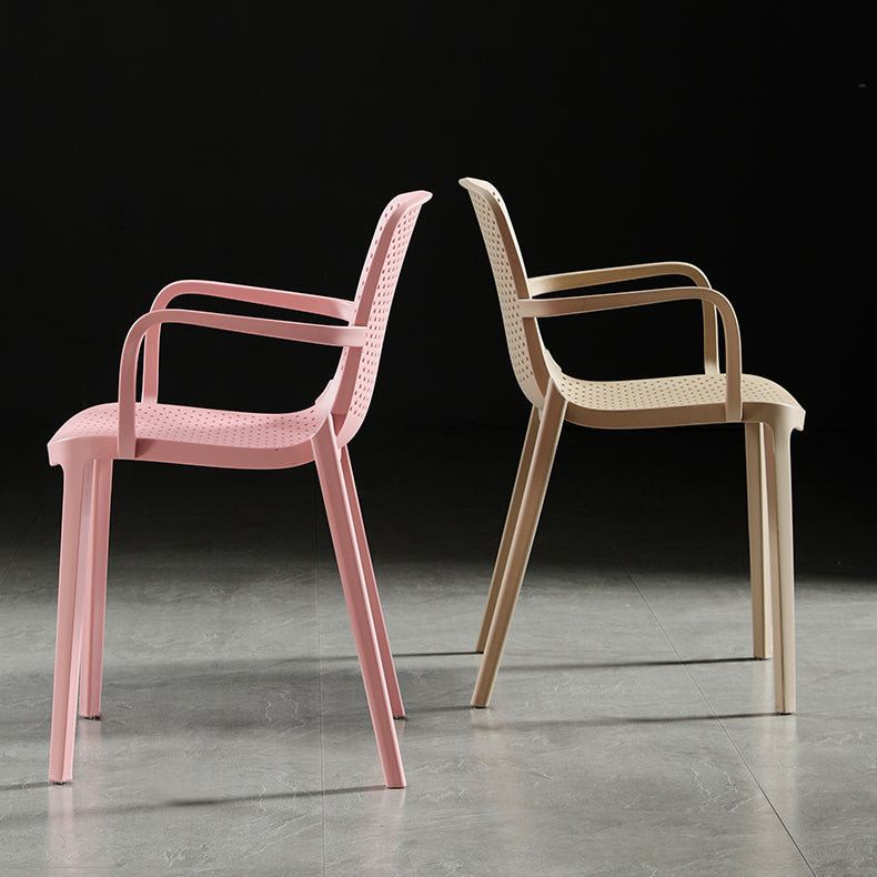 Modern Plastic Contemporary Kitchen Chair Arm Solid Back Dining Room Chair Clearhalo 'Dining Chairs' 'Dining Tables & Seating' 'dining_chair' 'furn' 'furn_dining_chair' 'Furniture' 'furniture_dining_chair' 'Kitchen & Dining Furniture' 4978524