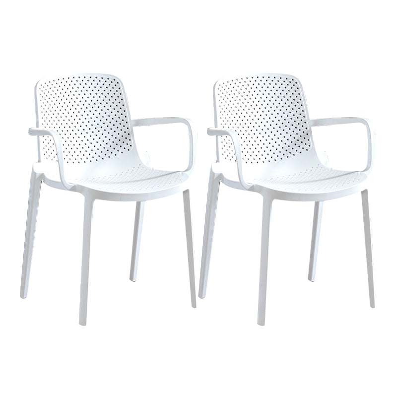 Modern Plastic Contemporary Kitchen Chair Arm Solid Back Dining Room Chair White 2 Piece Set Clearhalo 'Dining Chairs' 'Dining Tables & Seating' 'dining_chair' 'furn' 'furn_dining_chair' 'Furniture' 'furniture_dining_chair' 'Kitchen & Dining Furniture' 4978526