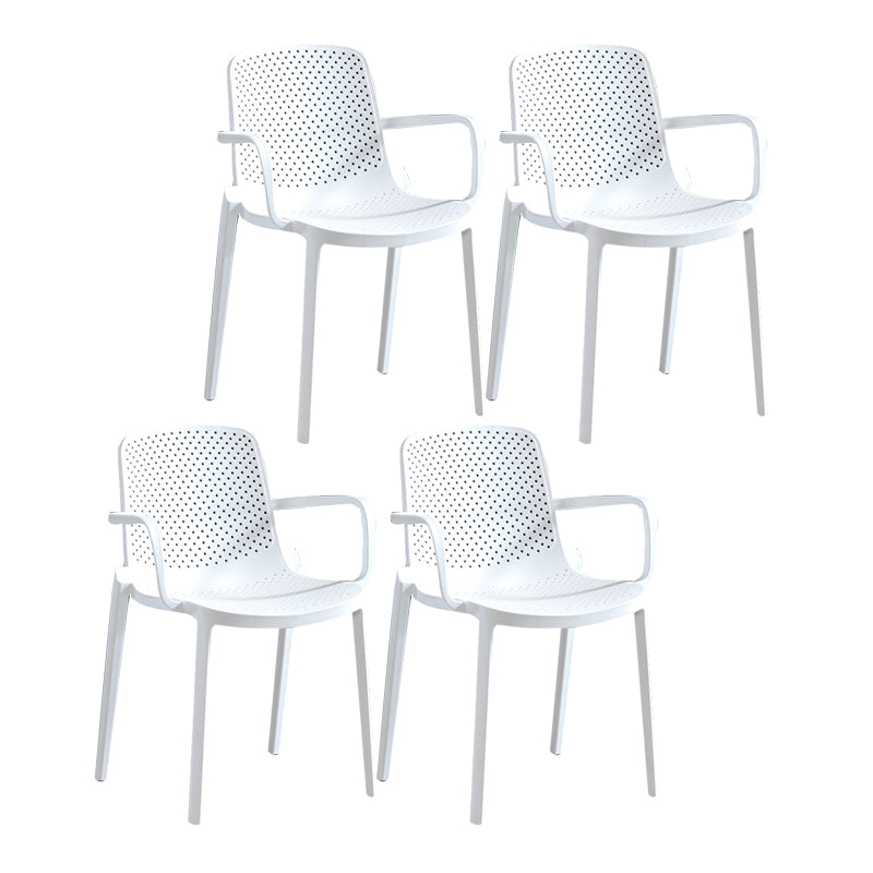 Modern Plastic Contemporary Kitchen Chair Arm Solid Back Dining Room Chair White 4 Piece Set Clearhalo 'Dining Chairs' 'Dining Tables & Seating' 'dining_chair' 'furn' 'furn_dining_chair' 'Furniture' 'furniture_dining_chair' 'Kitchen & Dining Furniture' 4978529