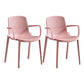 Modern Plastic Contemporary Kitchen Chair Arm Solid Back Dining Room Chair Pink 2 Piece Set Clearhalo 'Dining Chairs' 'Dining Tables & Seating' 'dining_chair' 'furn' 'furn_dining_chair' 'Furniture' 'furniture_dining_chair' 'Kitchen & Dining Furniture' 4978530