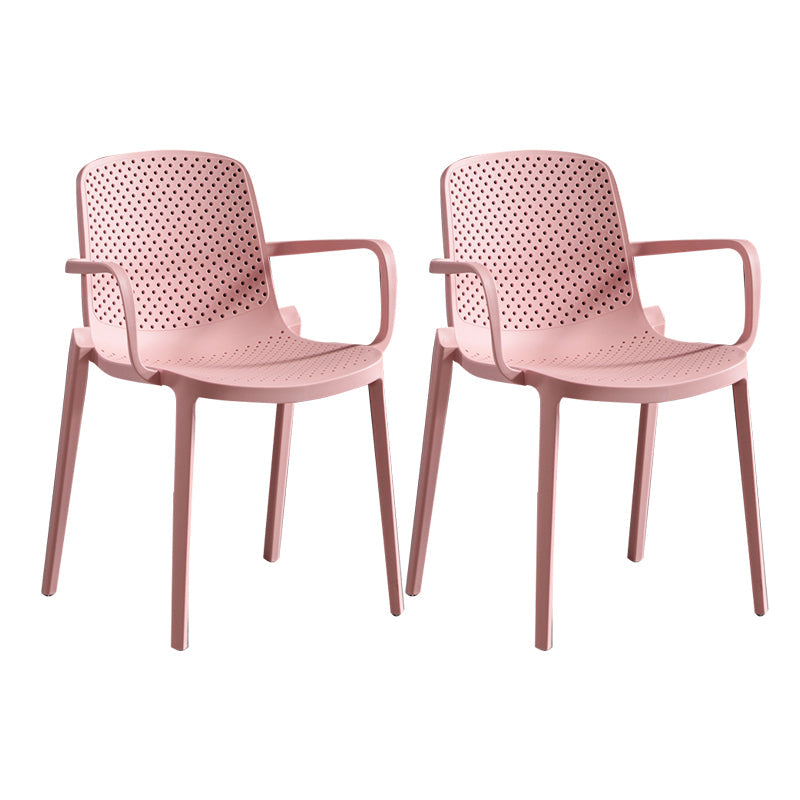 Modern Plastic Contemporary Kitchen Chair Arm Solid Back Dining Room Chair Pink 2 Piece Set Clearhalo 'Dining Chairs' 'Dining Tables & Seating' 'dining_chair' 'furn' 'furn_dining_chair' 'Furniture' 'furniture_dining_chair' 'Kitchen & Dining Furniture' 4978530