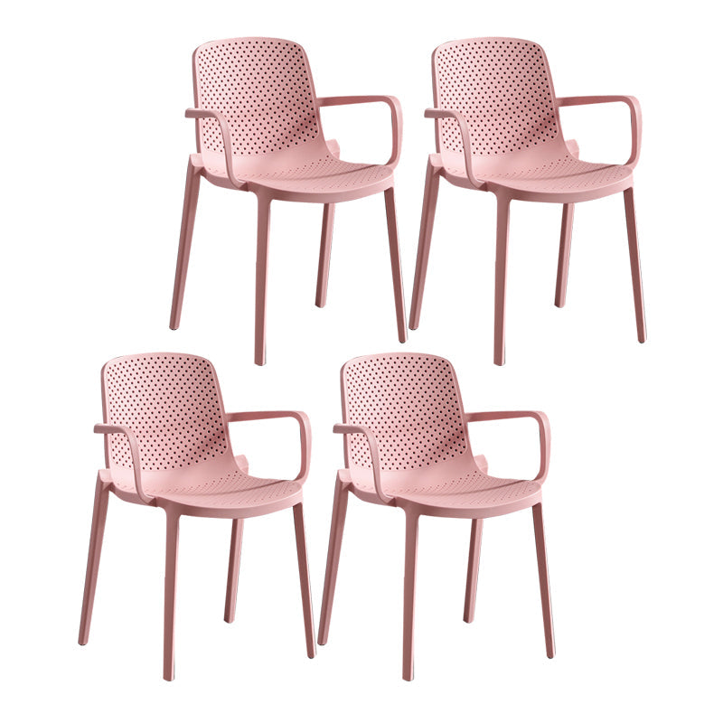 Modern Plastic Contemporary Kitchen Chair Arm Solid Back Dining Room Chair Pink 4 Piece Set Clearhalo 'Dining Chairs' 'Dining Tables & Seating' 'dining_chair' 'furn' 'furn_dining_chair' 'Furniture' 'furniture_dining_chair' 'Kitchen & Dining Furniture' 4978533
