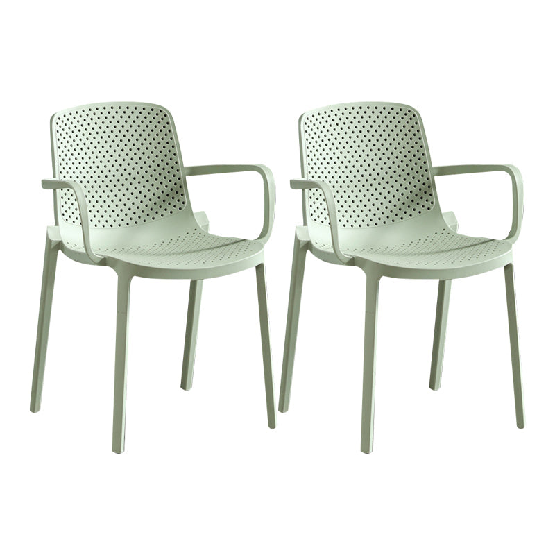 Modern Plastic Contemporary Kitchen Chair Arm Solid Back Dining Room Chair Green 2 Piece Set Clearhalo 'Dining Chairs' 'Dining Tables & Seating' 'dining_chair' 'furn' 'furn_dining_chair' 'Furniture' 'furniture_dining_chair' 'Kitchen & Dining Furniture' 4978534