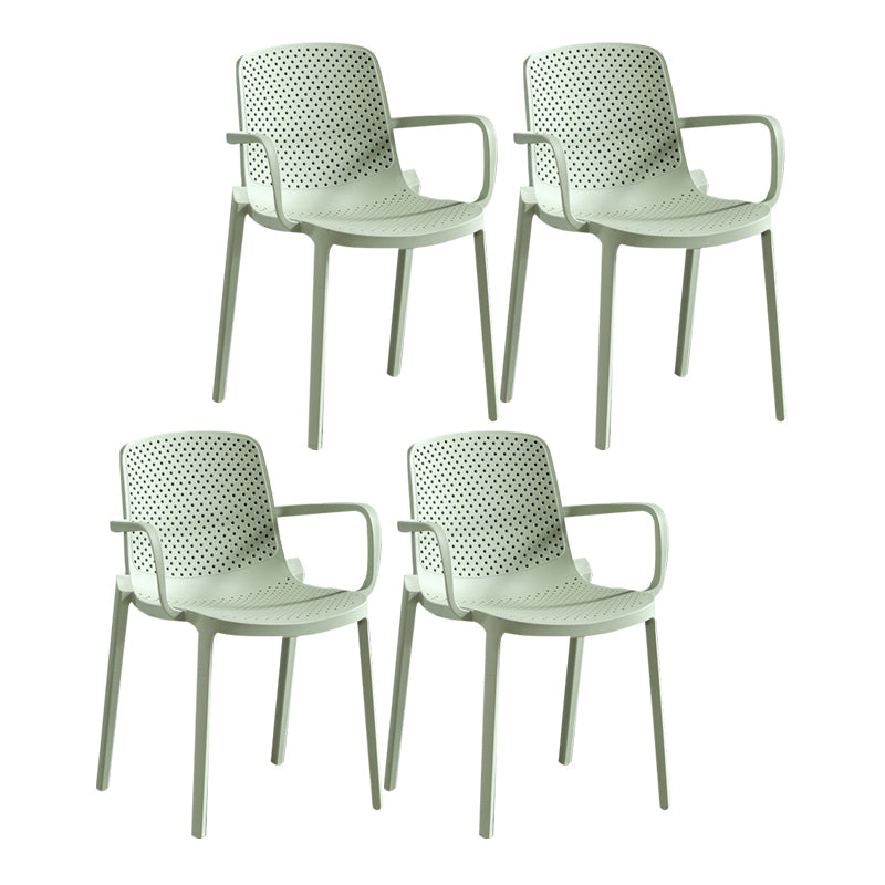 Modern Plastic Contemporary Kitchen Chair Arm Solid Back Dining Room Chair Green 4 Piece Set Clearhalo 'Dining Chairs' 'Dining Tables & Seating' 'dining_chair' 'furn' 'furn_dining_chair' 'Furniture' 'furniture_dining_chair' 'Kitchen & Dining Furniture' 4978537