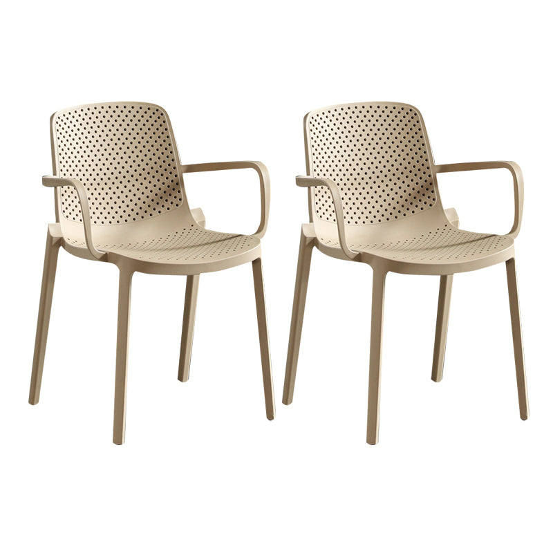 Modern Plastic Contemporary Kitchen Chair Arm Solid Back Dining Room Chair Camel 2 Piece Set Clearhalo 'Dining Chairs' 'Dining Tables & Seating' 'dining_chair' 'furn' 'furn_dining_chair' 'Furniture' 'furniture_dining_chair' 'Kitchen & Dining Furniture' 4978539