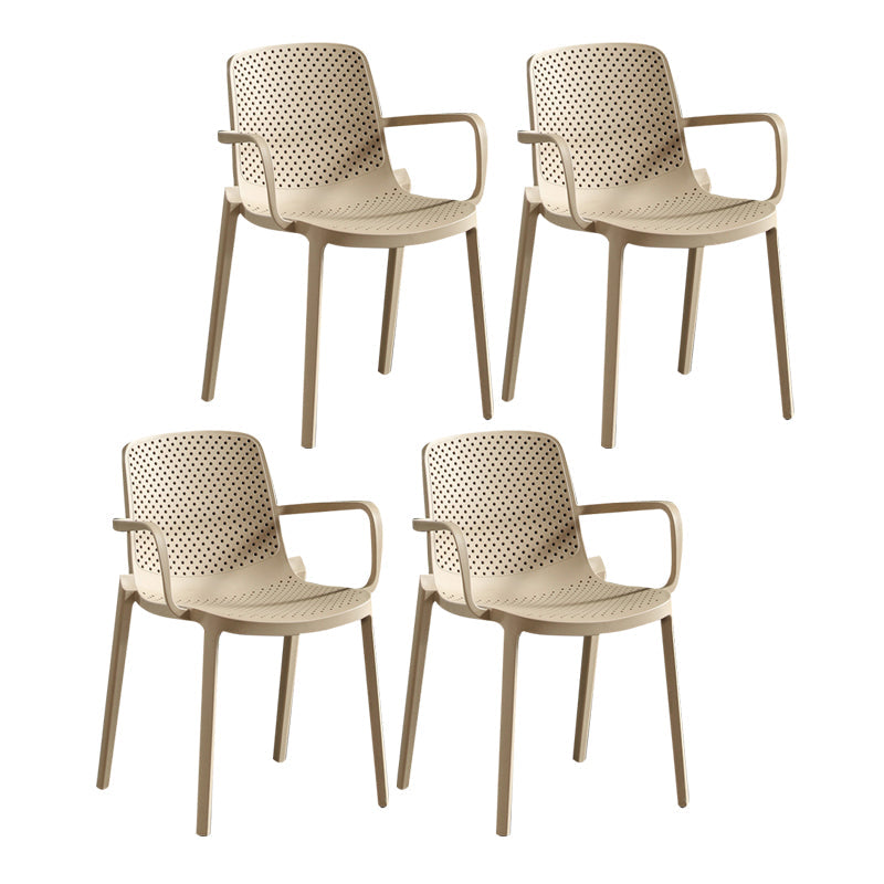 Modern Plastic Contemporary Kitchen Chair Arm Solid Back Dining Room Chair Camel 4 Piece Set Clearhalo 'Dining Chairs' 'Dining Tables & Seating' 'dining_chair' 'furn' 'furn_dining_chair' 'Furniture' 'furniture_dining_chair' 'Kitchen & Dining Furniture' 4978540