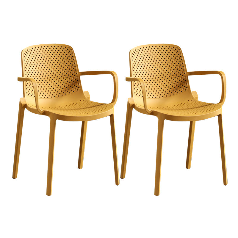 Modern Plastic Contemporary Kitchen Chair Arm Solid Back Dining Room Chair Ginger 2 Piece Set Clearhalo 'Dining Chairs' 'Dining Tables & Seating' 'dining_chair' 'furn' 'furn_dining_chair' 'Furniture' 'furniture_dining_chair' 'Kitchen & Dining Furniture' 4978541