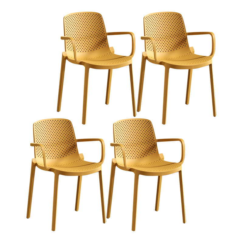 Modern Plastic Contemporary Kitchen Chair Arm Solid Back Dining Room Chair Ginger 4 Piece Set Clearhalo 'Dining Chairs' 'Dining Tables & Seating' 'dining_chair' 'furn' 'furn_dining_chair' 'Furniture' 'furniture_dining_chair' 'Kitchen & Dining Furniture' 4978542
