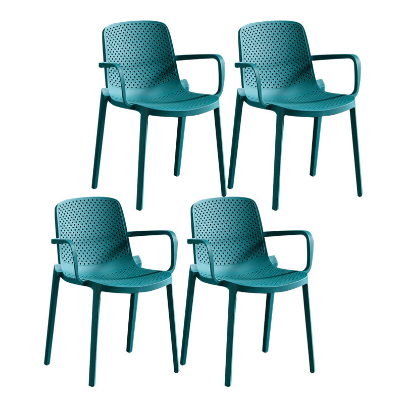 Modern Plastic Contemporary Kitchen Chair Arm Solid Back Dining Room Chair Peacock Blue 4 Piece Set Clearhalo 'Dining Chairs' 'Dining Tables & Seating' 'dining_chair' 'furn' 'furn_dining_chair' 'Furniture' 'furniture_dining_chair' 'Kitchen & Dining Furniture' 4978544