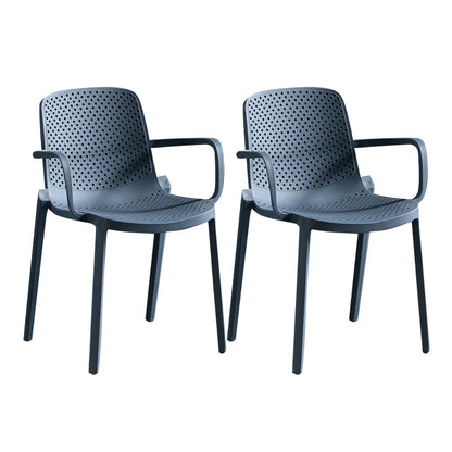 Modern Plastic Contemporary Kitchen Chair Arm Solid Back Dining Room Chair Gray-Blue 2 Piece Set Clearhalo 'Dining Chairs' 'Dining Tables & Seating' 'dining_chair' 'furn' 'furn_dining_chair' 'Furniture' 'furniture_dining_chair' 'Kitchen & Dining Furniture' 4978545