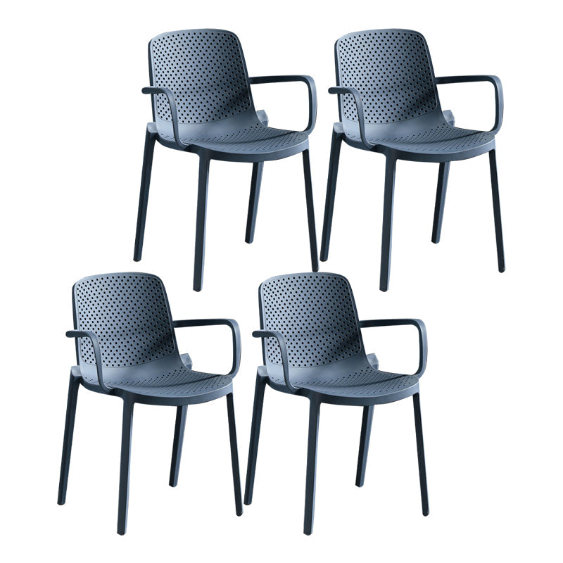 Modern Plastic Contemporary Kitchen Chair Arm Solid Back Dining Room Chair Gray-Blue 4 Piece Set Clearhalo 'Dining Chairs' 'Dining Tables & Seating' 'dining_chair' 'furn' 'furn_dining_chair' 'Furniture' 'furniture_dining_chair' 'Kitchen & Dining Furniture' 4978546