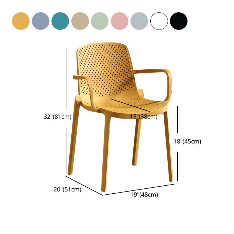 Modern Plastic Contemporary Kitchen Chair Arm Solid Back Dining Room Chair Clearhalo 'Dining Chairs' 'Dining Tables & Seating' 'dining_chair' 'furn' 'furn_dining_chair' 'Furniture' 'furniture_dining_chair' 'Kitchen & Dining Furniture' 4978547