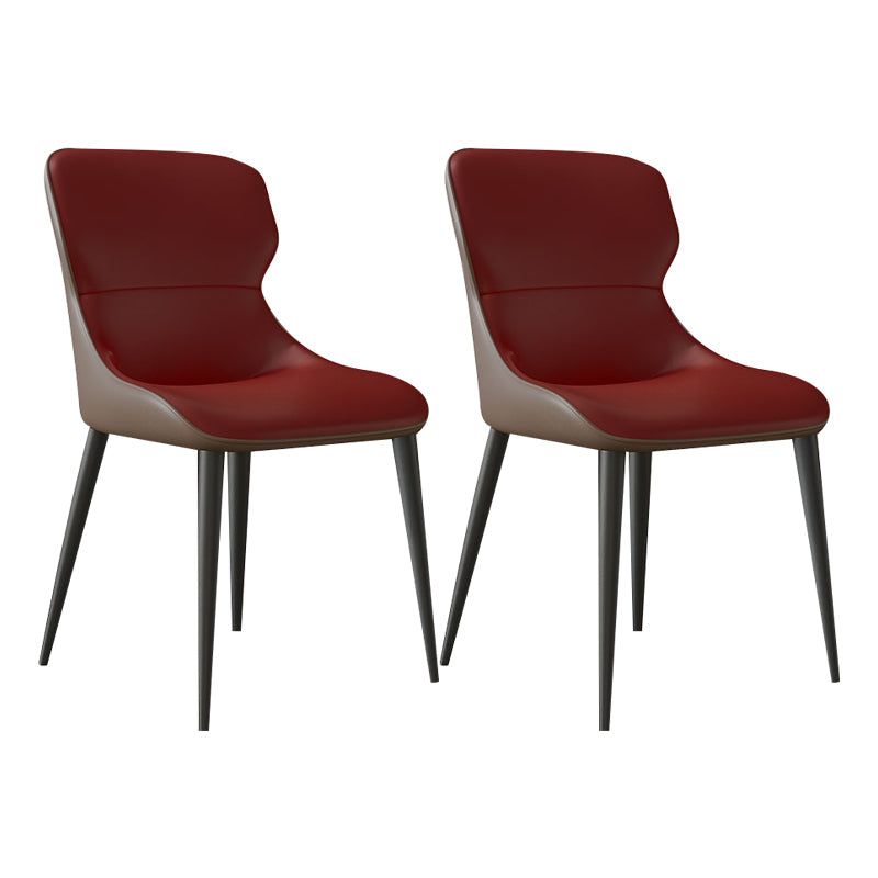 Modern Parsons Side Chair Leather Indoor Dining Chair (Set of 2) Red 2 Piece Set Clearhalo 'Dining Chairs' 'Dining Tables & Seating' 'dining_chair' 'furn' 'furn_dining_chair' 'Furniture' 'furniture_dining_chair' 'Kitchen & Dining Furniture' 4978549