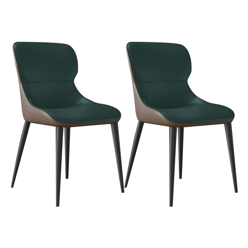Modern Parsons Side Chair Leather Indoor Dining Chair (Set of 2) Green 2 Piece Set Clearhalo 'Dining Chairs' 'Dining Tables & Seating' 'dining_chair' 'furn' 'furn_dining_chair' 'Furniture' 'furniture_dining_chair' 'Kitchen & Dining Furniture' 4978553