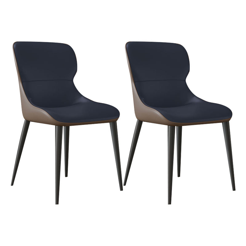 Modern Parsons Side Chair Leather Indoor Dining Chair (Set of 2) Lake Blue 2 Piece Set Clearhalo 'Dining Chairs' 'Dining Tables & Seating' 'dining_chair' 'furn' 'furn_dining_chair' 'Furniture' 'furniture_dining_chair' 'Kitchen & Dining Furniture' 4978556