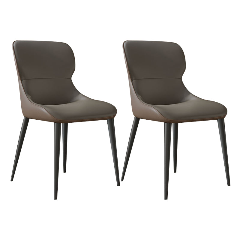 Modern Parsons Side Chair Leather Indoor Dining Chair (Set of 2) Light Coffee 2 Piece Set Clearhalo 'Dining Chairs' 'Dining Tables & Seating' 'dining_chair' 'furn' 'furn_dining_chair' 'Furniture' 'furniture_dining_chair' 'Kitchen & Dining Furniture' 4978558