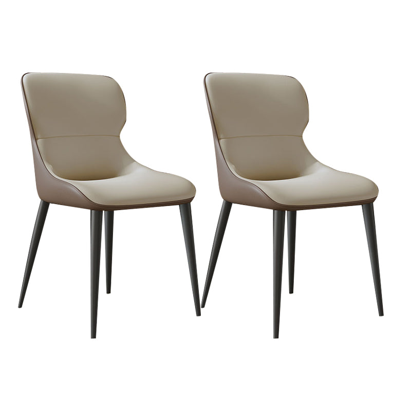 Modern Parsons Side Chair Leather Indoor Dining Chair (Set of 2) Beige 2 Piece Set Clearhalo 'Dining Chairs' 'Dining Tables & Seating' 'dining_chair' 'furn' 'furn_dining_chair' 'Furniture' 'furniture_dining_chair' 'Kitchen & Dining Furniture' 4978562
