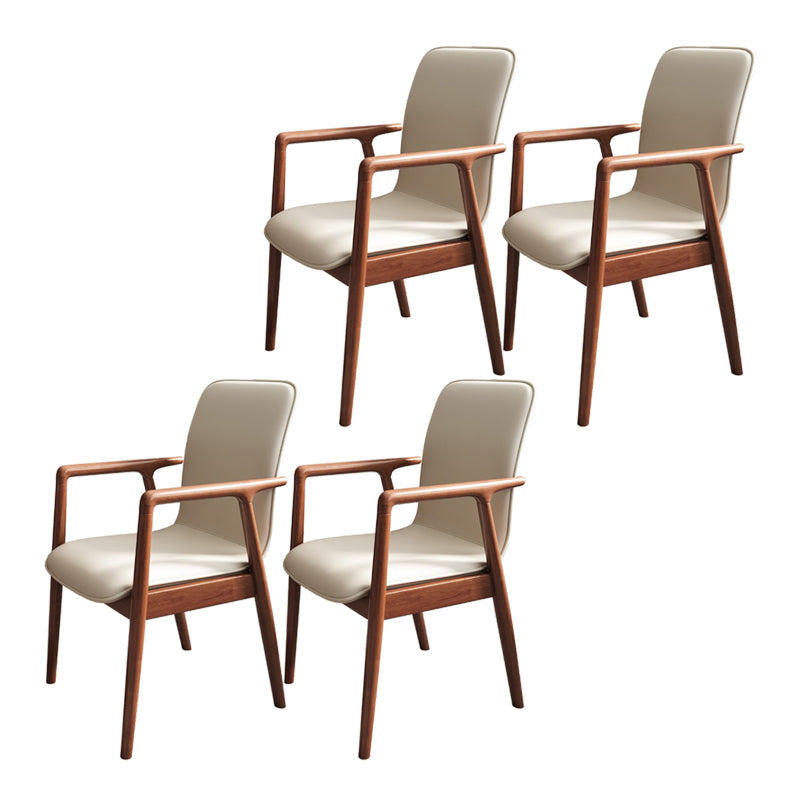 Arm Dining Chairs Modern Solid Wood Side Chairs for Dining Room Walnut 4 Piece Set Clearhalo 'Dining Chairs' 'Dining Tables & Seating' 'dining_chair' 'furn' 'furn_dining_chair' 'Furniture' 'furniture_dining_chair' 'Kitchen & Dining Furniture' 4978616
