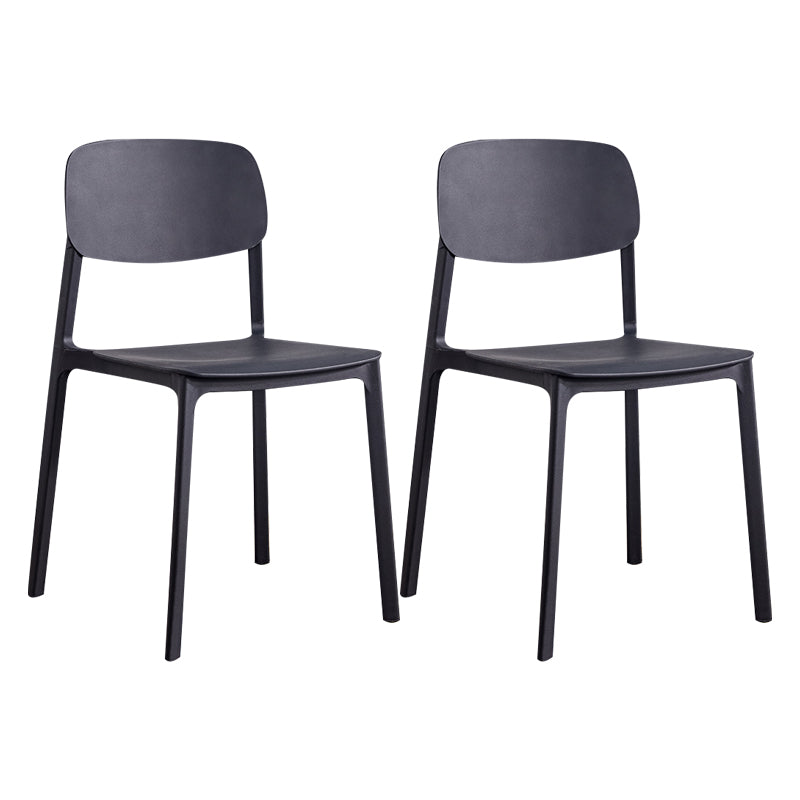 Plastic Contemporary Kitchen Dining Chair Armless Open Back Chair Black 2 Piece Set Clearhalo 'Dining Chairs' 'Dining Tables & Seating' 'dining_chair' 'furn' 'furn_dining_chair' 'Furniture' 'furniture_dining_chair' 'Kitchen & Dining Furniture' 4978619