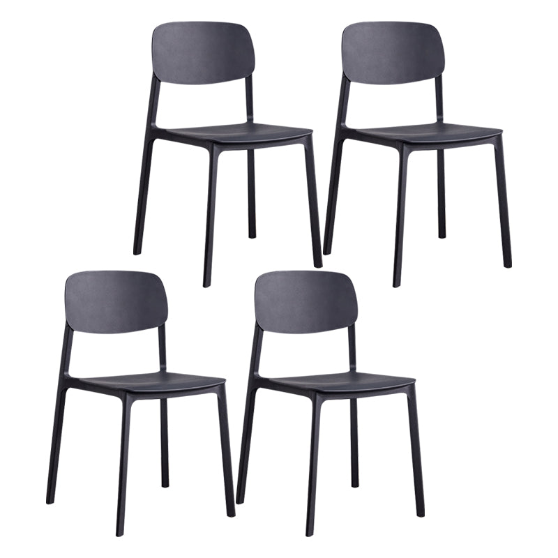 Plastic Contemporary Kitchen Dining Chair Armless Open Back Chair Black 4 Piece Set Clearhalo 'Dining Chairs' 'Dining Tables & Seating' 'dining_chair' 'furn' 'furn_dining_chair' 'Furniture' 'furniture_dining_chair' 'Kitchen & Dining Furniture' 4978621