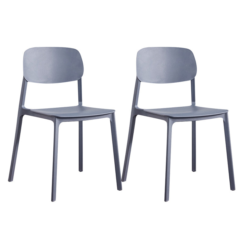 Plastic Contemporary Kitchen Dining Chair Armless Open Back Chair Grey 2 Piece Set Clearhalo 'Dining Chairs' 'Dining Tables & Seating' 'dining_chair' 'furn' 'furn_dining_chair' 'Furniture' 'furniture_dining_chair' 'Kitchen & Dining Furniture' 4978623