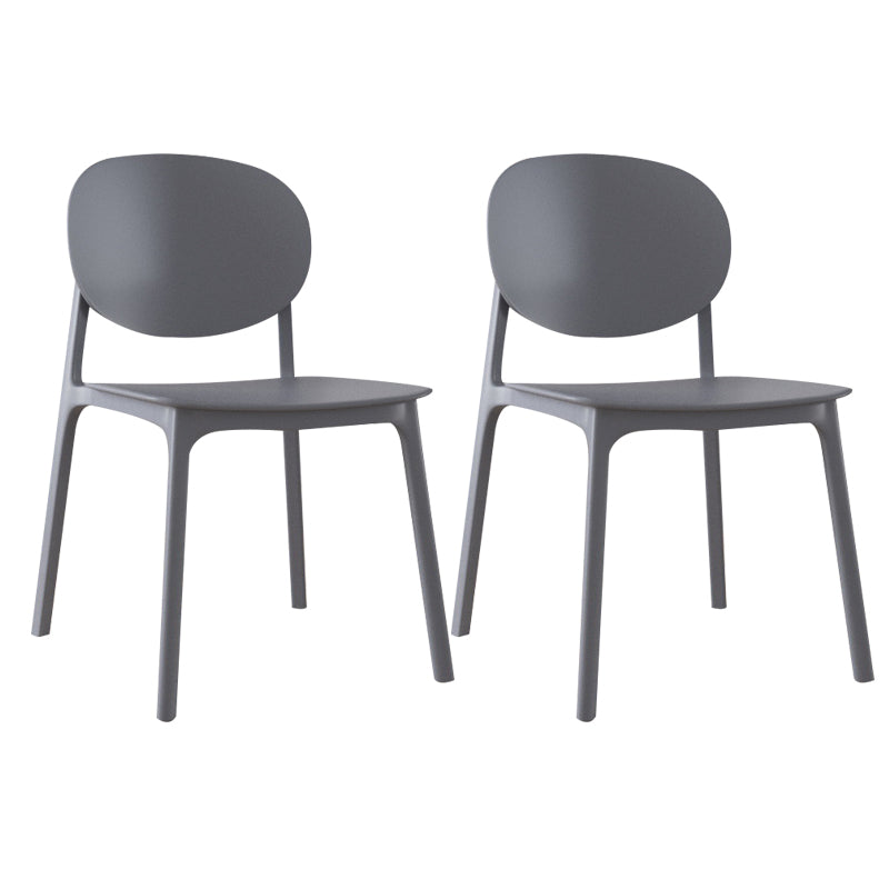 Plastic Contemporary Kitchen Dining Chair Armless Open Back Chair Light Gray 2 Piece Set Clearhalo 'Dining Chairs' 'Dining Tables & Seating' 'dining_chair' 'furn' 'furn_dining_chair' 'Furniture' 'furniture_dining_chair' 'Kitchen & Dining Furniture' 4978627