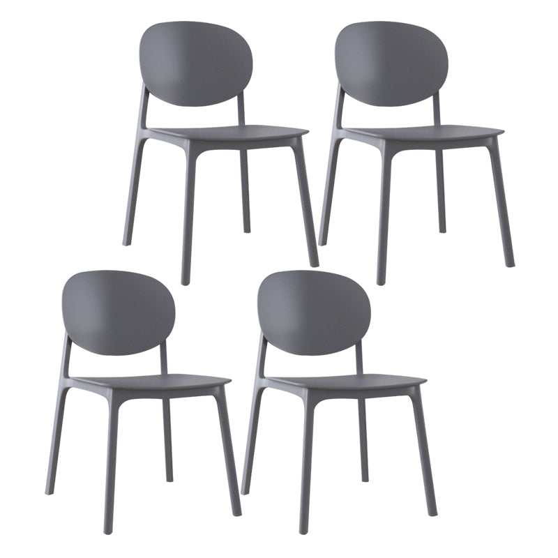 Plastic Contemporary Kitchen Dining Chair Armless Open Back Chair Light Gray 4 Piece Set Clearhalo 'Dining Chairs' 'Dining Tables & Seating' 'dining_chair' 'furn' 'furn_dining_chair' 'Furniture' 'furniture_dining_chair' 'Kitchen & Dining Furniture' 4978629