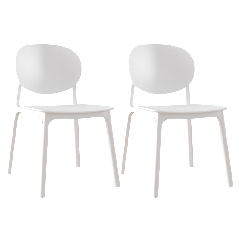 Plastic Contemporary Kitchen Dining Chair Armless Open Back Chair White 2 Piece Set Clearhalo 'Dining Chairs' 'Dining Tables & Seating' 'dining_chair' 'furn' 'furn_dining_chair' 'Furniture' 'furniture_dining_chair' 'Kitchen & Dining Furniture' 4978630