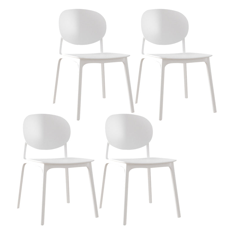 Plastic Contemporary Kitchen Dining Chair Armless Open Back Chair White 4 Piece Set Clearhalo 'Dining Chairs' 'Dining Tables & Seating' 'dining_chair' 'furn' 'furn_dining_chair' 'Furniture' 'furniture_dining_chair' 'Kitchen & Dining Furniture' 4978633