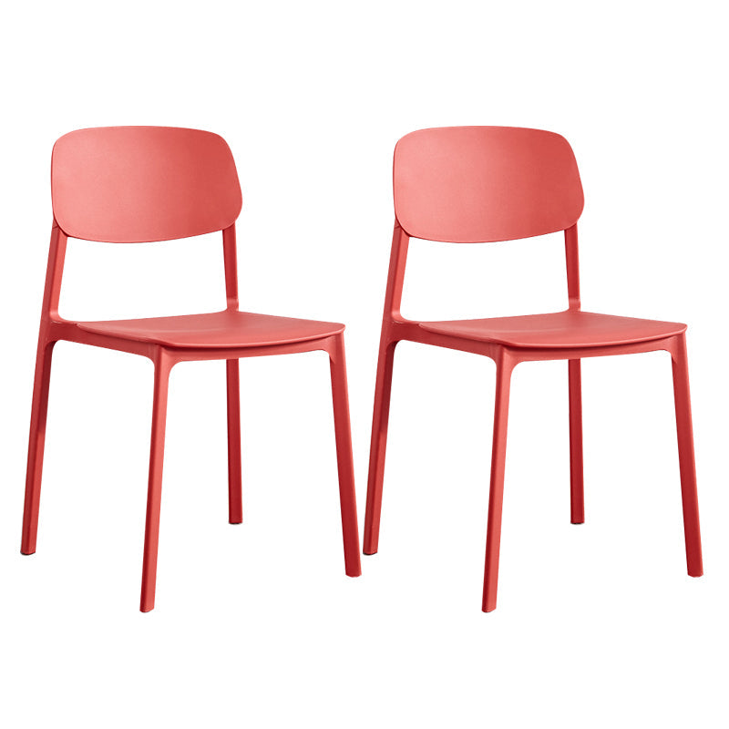 Plastic Contemporary Kitchen Dining Chair Armless Open Back Chair Red 2 Piece Set Clearhalo 'Dining Chairs' 'Dining Tables & Seating' 'dining_chair' 'furn' 'furn_dining_chair' 'Furniture' 'furniture_dining_chair' 'Kitchen & Dining Furniture' 4978635