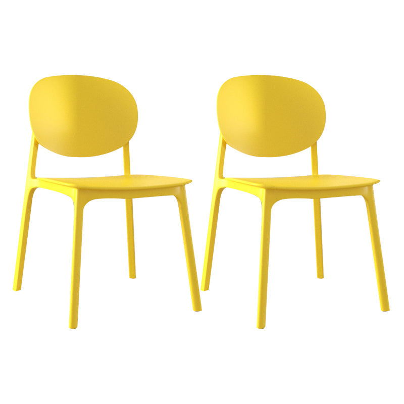 Plastic Contemporary Kitchen Dining Chair Armless Open Back Chair Yellow 2 Piece Set Clearhalo 'Dining Chairs' 'Dining Tables & Seating' 'dining_chair' 'furn' 'furn_dining_chair' 'Furniture' 'furniture_dining_chair' 'Kitchen & Dining Furniture' 4978638