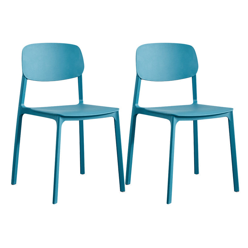 Plastic Contemporary Kitchen Dining Chair Armless Open Back Chair Blue 2 Piece Set Clearhalo 'Dining Chairs' 'Dining Tables & Seating' 'dining_chair' 'furn' 'furn_dining_chair' 'Furniture' 'furniture_dining_chair' 'Kitchen & Dining Furniture' 4978642