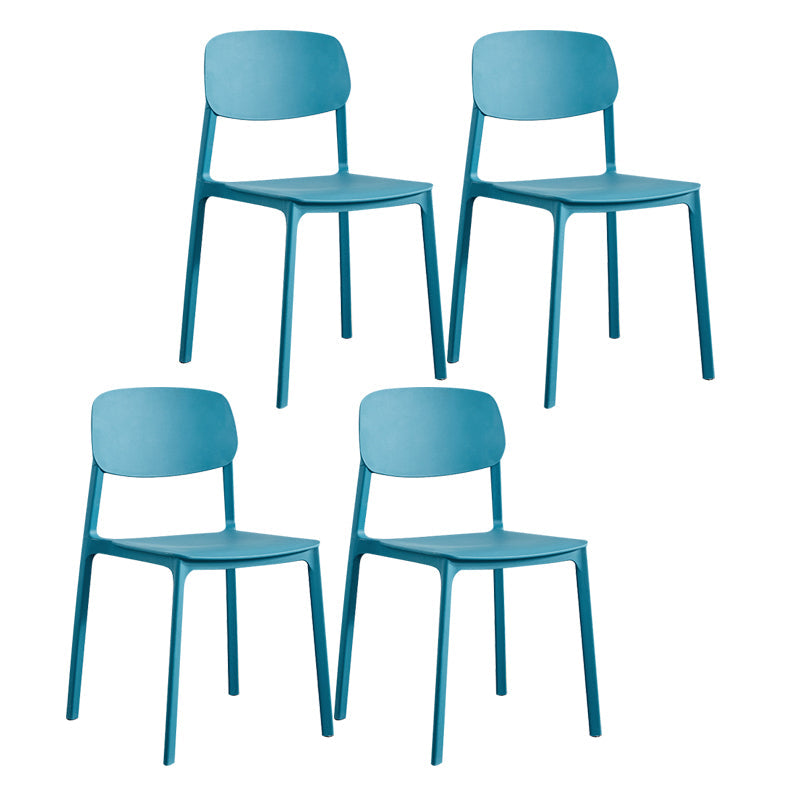 Plastic Contemporary Kitchen Dining Chair Armless Open Back Chair Blue 4 Piece Set Clearhalo 'Dining Chairs' 'Dining Tables & Seating' 'dining_chair' 'furn' 'furn_dining_chair' 'Furniture' 'furniture_dining_chair' 'Kitchen & Dining Furniture' 4978645