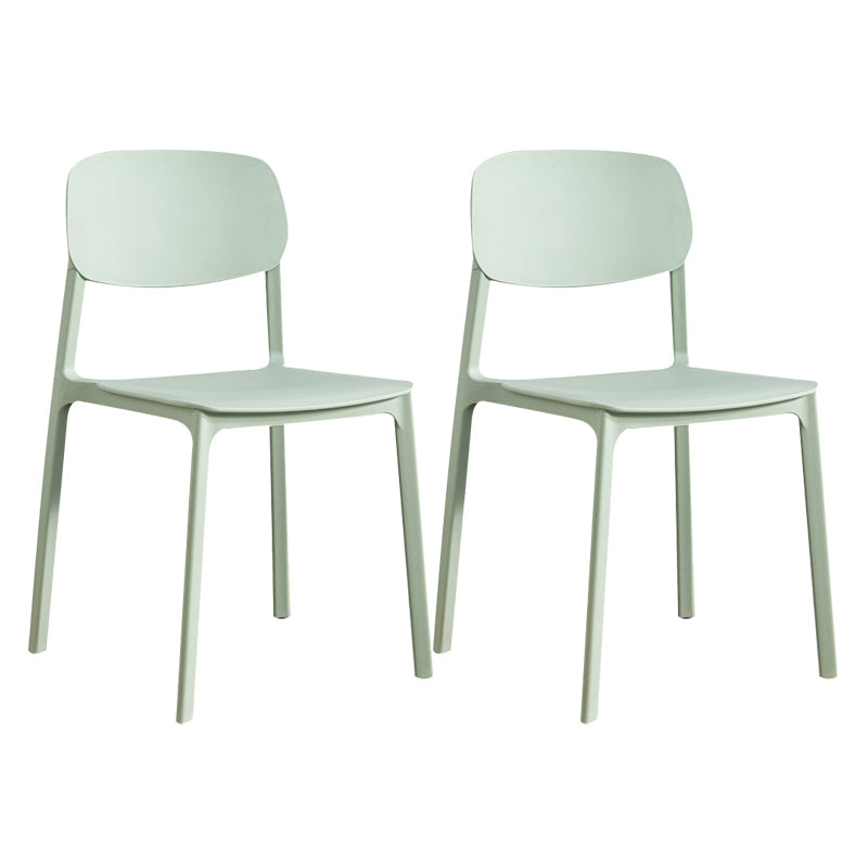 Plastic Contemporary Kitchen Dining Chair Armless Open Back Chair Green 2 Piece Set Clearhalo 'Dining Chairs' 'Dining Tables & Seating' 'dining_chair' 'furn' 'furn_dining_chair' 'Furniture' 'furniture_dining_chair' 'Kitchen & Dining Furniture' 4978648