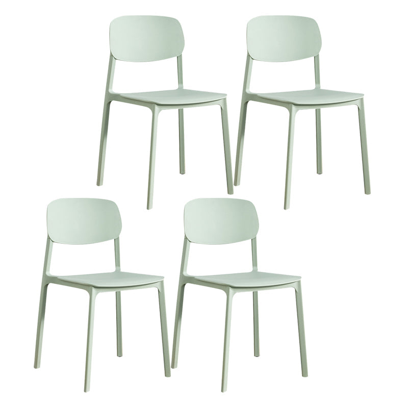 Plastic Contemporary Kitchen Dining Chair Armless Open Back Chair Green 4 Piece Set Clearhalo 'Dining Chairs' 'Dining Tables & Seating' 'dining_chair' 'furn' 'furn_dining_chair' 'Furniture' 'furniture_dining_chair' 'Kitchen & Dining Furniture' 4978649